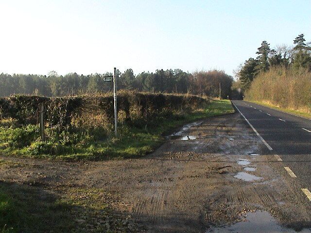 The Pits. Start of the footpath from the Heighington Road. The woodland area was formerly quarried for building stone, hence the name. See http://www.canwick.org