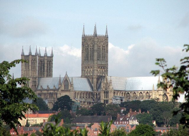 Lincoln Cathedral from the south east The photograph was taken from the car park of Lincoln Crematorium.