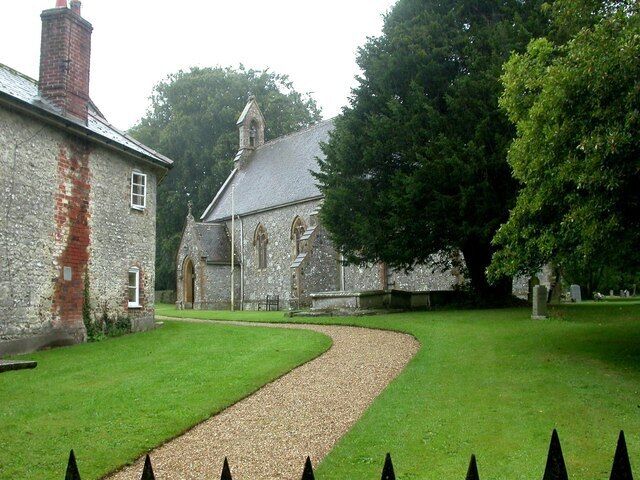 Ashmore, St Nicholas Parish church, mainly C19 restored, with an arch that might be C13. As seen on a wet summer's day. English Heritage-listed, http://www.imagesofengland.org.uk/Details/Default.aspx?id=102850&mode=adv