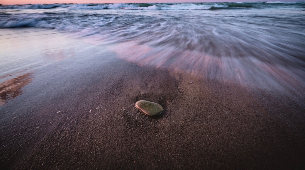 long exposure of waves crashing on beach, Indiana Dunes Park