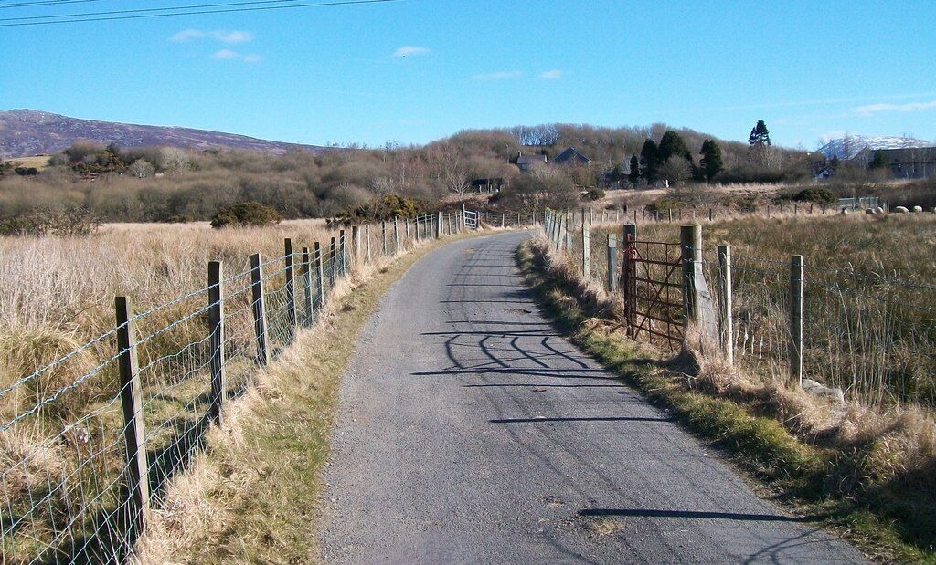 View eastwards along the Llecheiddior-Uchaf road, Bryncir