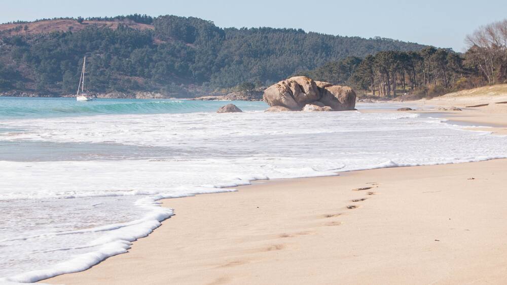 Beautiful Nerga beach in Cangas, Galicia