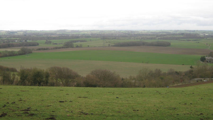 View towards Brabourne Lees, from the North Downs Way The long distance path travels on a byway towards Brabourne Downs along the ridge of the North Downs. This section has good long views over Brabourne and Sellindge.