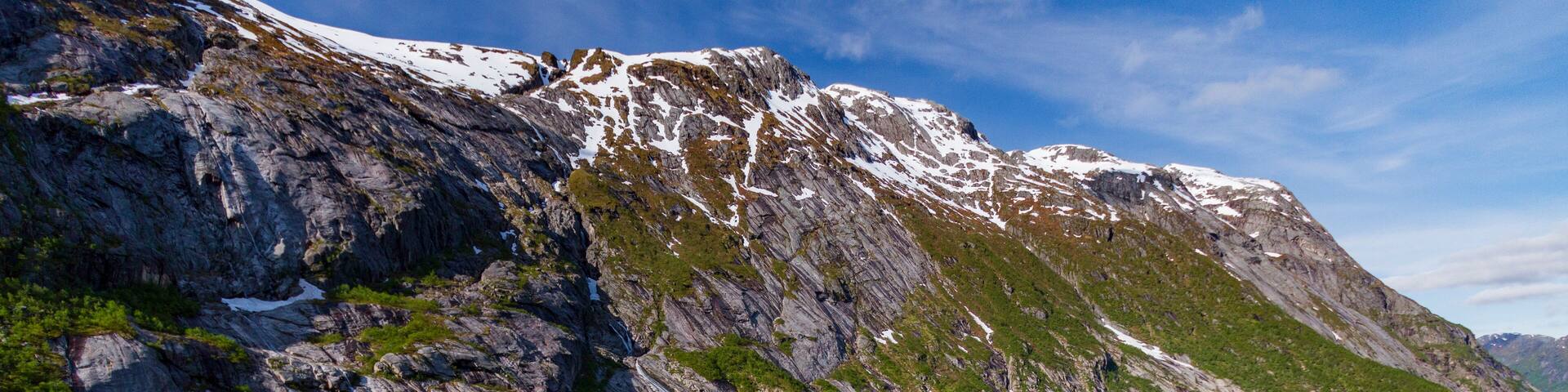 View from the fjord Meljorden in Rodoy municipality, Nordland, Norway