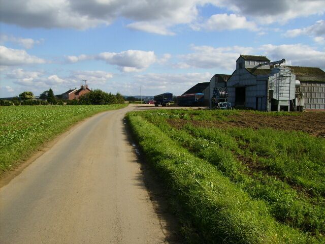 Farm buildings on country lane at Riverdene, Great Habton.