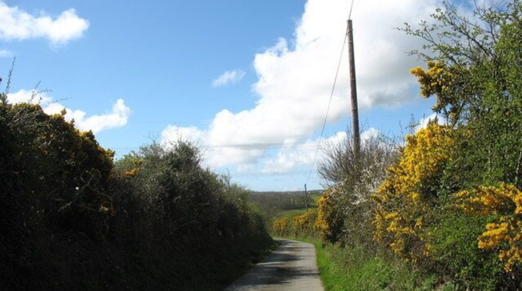 Descent along a sunken lane towards Llanfechell