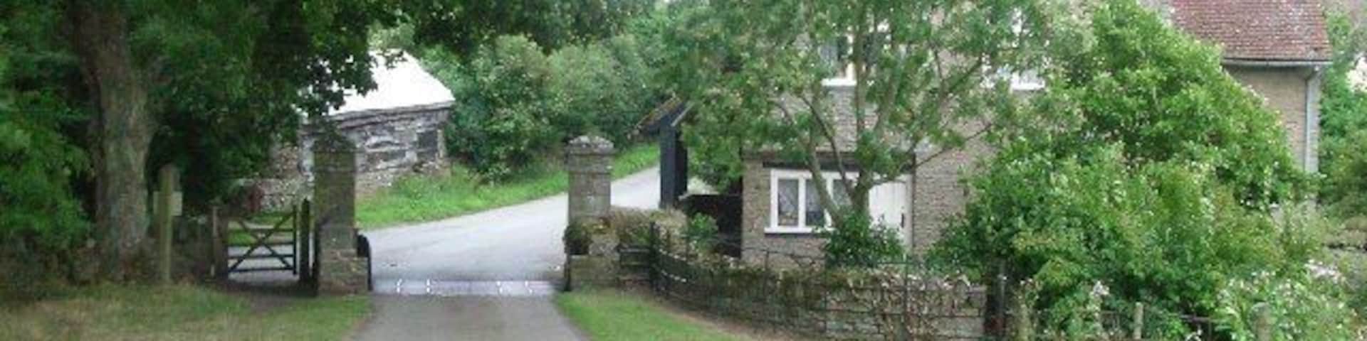 Cock Gate, the main entrance to Croft Castle. looking east