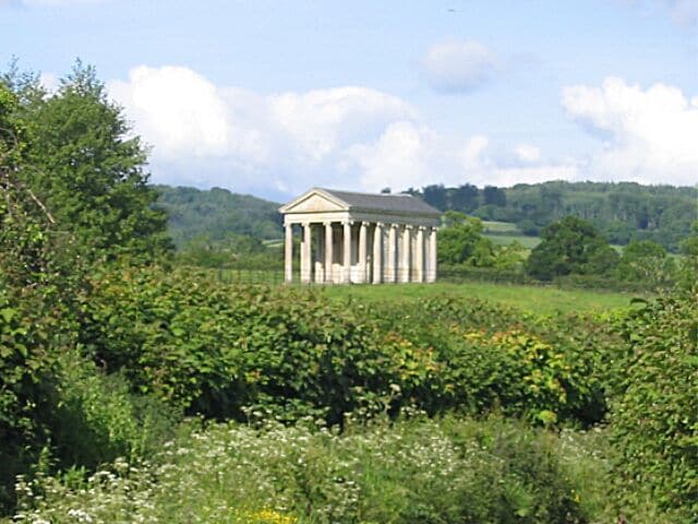 Temple of Harmony, Goathurst, Somerset, near to Goathurst, Somerset, Great Britain. The Temple, a folly built in 1767, is a replica of the Temple of Fortuna Virilis in Rome.