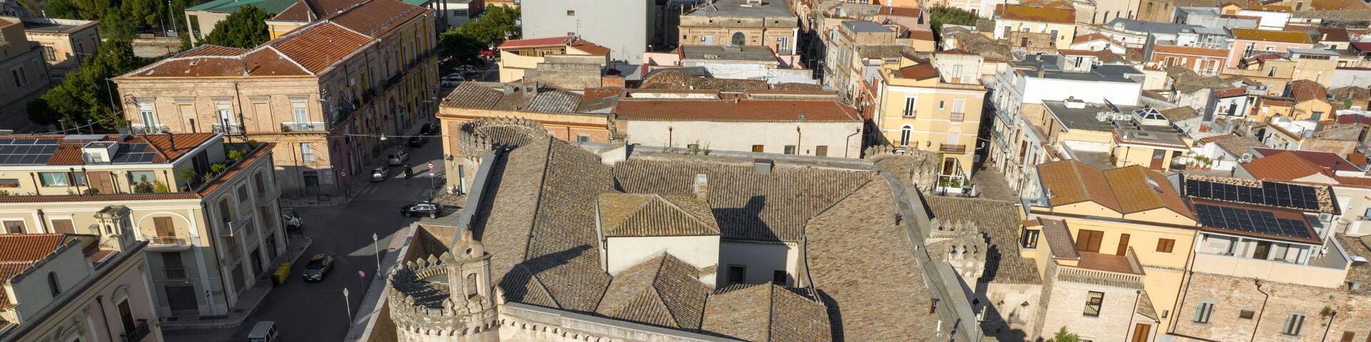 Aerial view of the castle of Torremaggiore, a small town in the province of Foggia, Puglia, Italy.