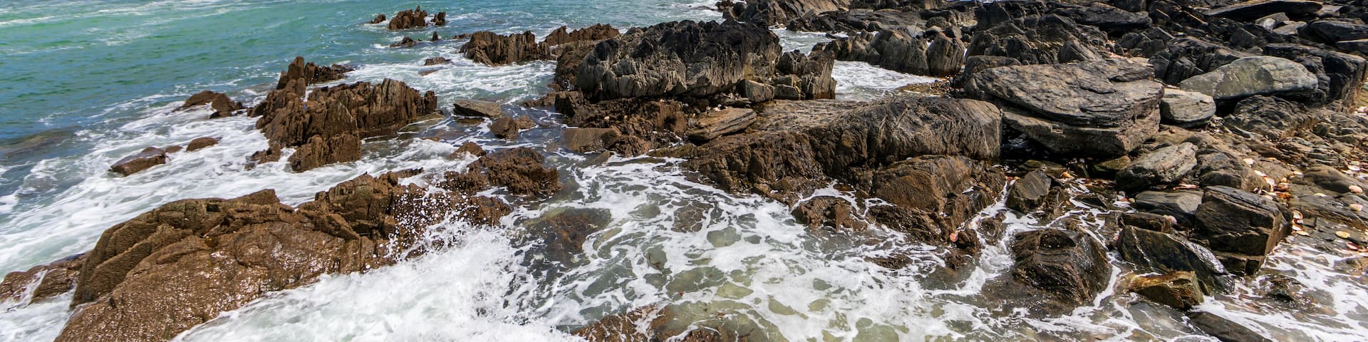 Turbulent sea in Pointe de Sehar, Tredrez-Locquemeau, Cotes d'Armor, Brittany, France