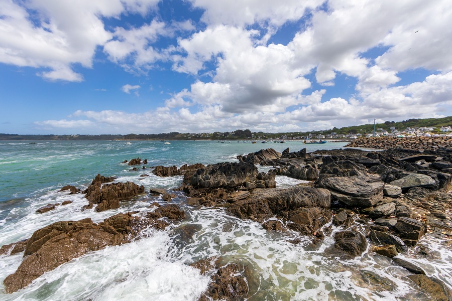 Turbulent sea in Pointe de Sehar, Tredrez-Locquemeau, Cotes d'Armor, Brittany, France