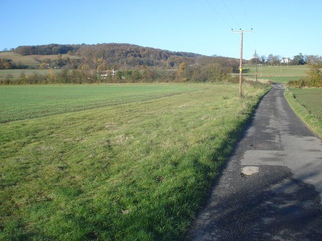Lane to Kingshill Farm Ends at the houses at the top of the hill to the right. To the left is Birchwood Hill.
