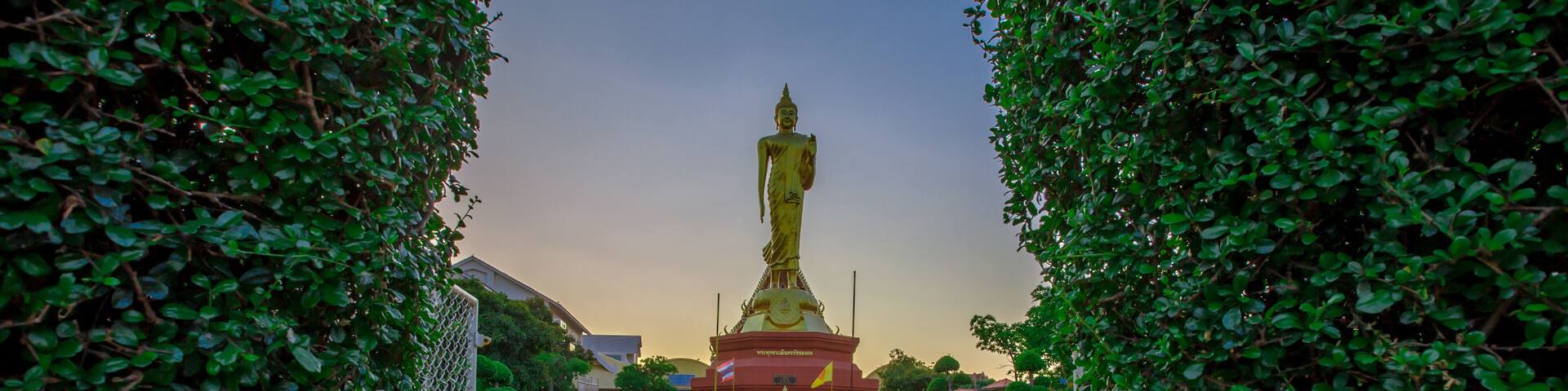 Wat Nong Phai Lom-Nakhon Ratchasima:March13,2019,atmosphere of the Buddha statue inside the temple, for people to come and make merit in the Korat town center,close to Bung Ta Lua Water Park ,thailand