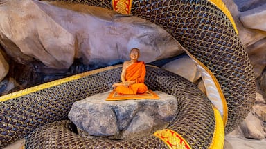 Phanat Nikhom District, Chon Buri / Thailand / February 16, 2020 : Wat Luang Phi Saem. So beautiful and peaceful, the temple is clean and comfortable to walk around. It doesn’t look so commercial..