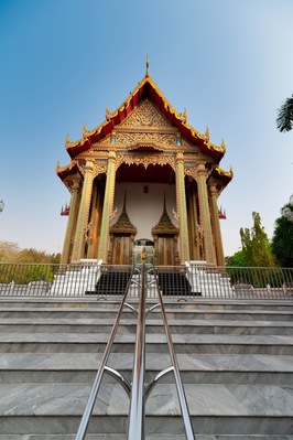 Phatthana Nikhom District, Lopburi / Thailand / February 29, 2020 : Wat Charuntham Is a famous religious practice temple in Lop Buri province. The temple is located on a hill..