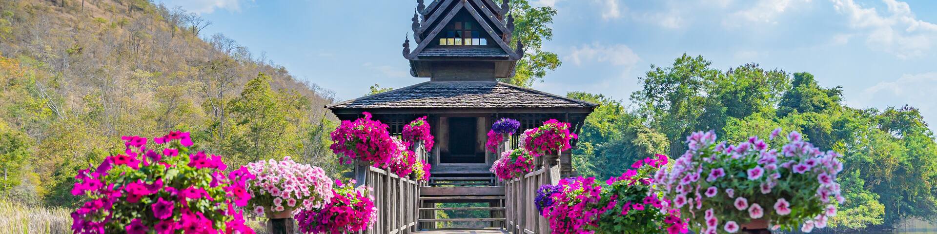 The wooden Tripitaka Library (Ho Trai) Nakhon Ratchasima