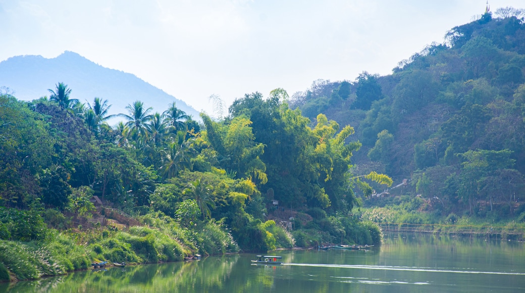 Kan river in Luang Pra bang with transportation boat with passenger,North of laos,bunch of Mae khan river