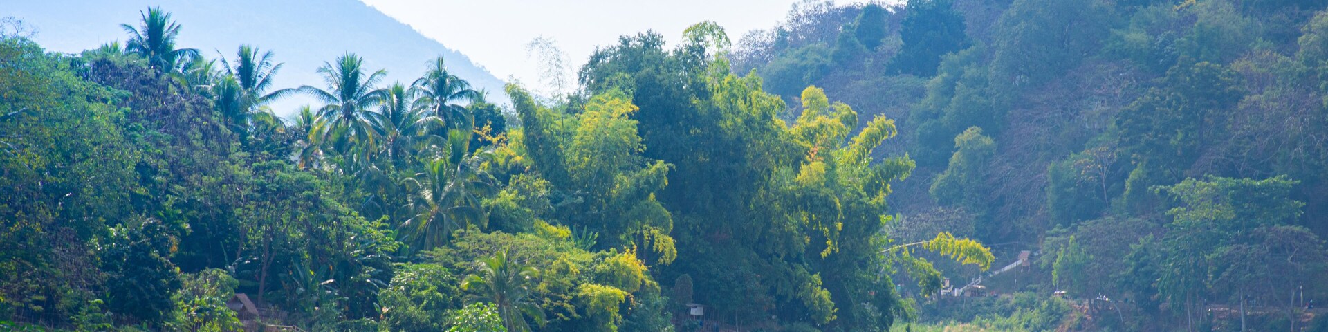 Kan river in Luang Pra bang with transportation boat with passenger,North of laos,bunch of Mae khan river