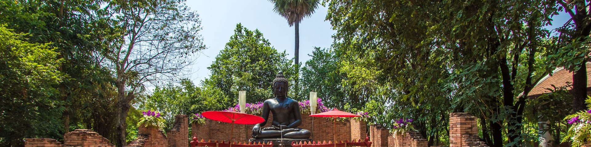Bang Phae,Ratchaburi province,Thailand on April 13,2019:Beautiful Buddha statue of Chiang Saen period at NaSatta Thai Park (previously called Siam Cultural Park).