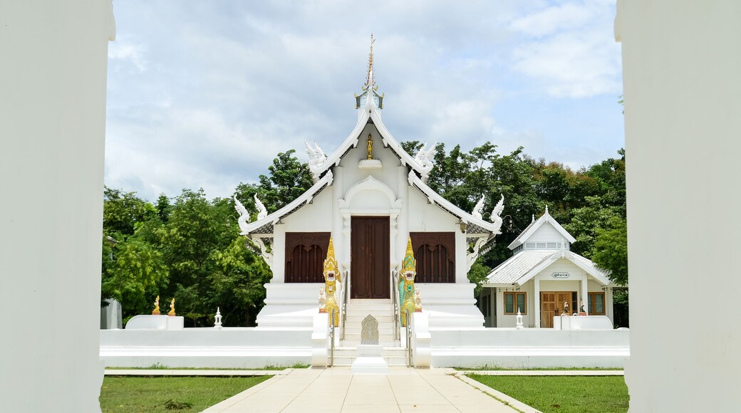 White Church, Lanna Architecture, Symbols of Buddhism, South East Asia at Wat Thip Apsara Morin (Wat Noi Wang Sakae), Chiang Mai, Northern Thailand