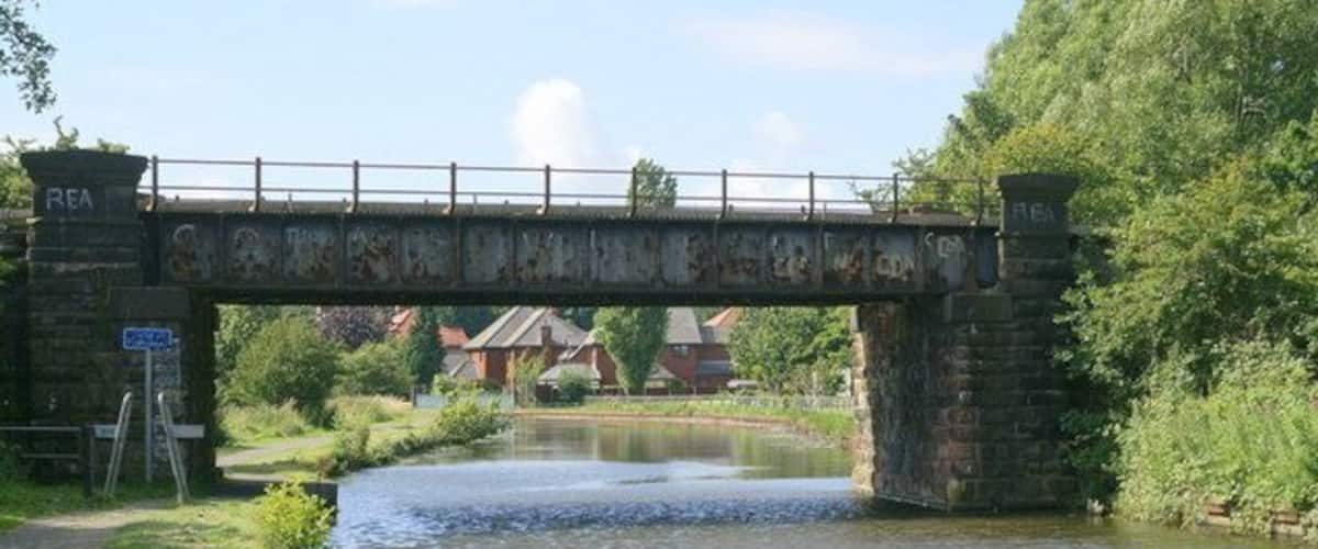 Railway bridge over the canal at Maghull The bridge carries the Liverpool-Ormskirk electrified line over the Leeds-Liverpool canal.