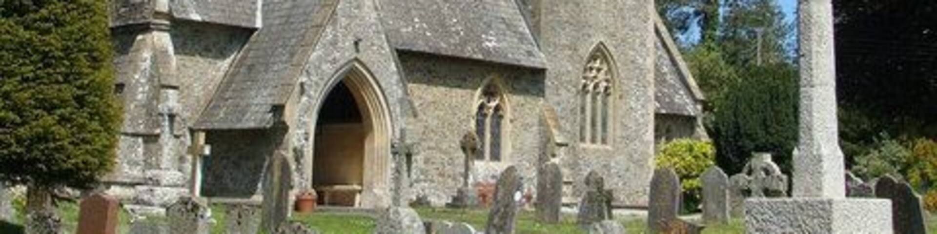 St Matthew'schurch and churchyard, near to Landscove, Devon, Great Britain.