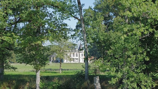 Autrèche (Indre-et-Loire) Château privé des Hayes. Le château fut aménagé par l'architecte Gustave Guérin* au 19e siècle. Guérin (1814-1881) fut élève à l'école des Beaux-Arts de 1830 à 1833. En 1836, il fut choisi par la ville de Tours comme architecte municipal et désigné l'année suivante comme architecte de la préfecture, des bâtiments diocésains et édifices départementaux. Le 20 décembre 1848, il fut confirmé dans ses fonctions d'architecte diocésain de Tours. Il conserva ce poste jusqu'en 1880. En 1874, l'archevêque de Tours intervenait pour lui faire obtenir la légion d'honneur. Guérin a aménagé le château des Hayes à Autrèche, le château de Beauvais à Azay-sur-Cher et construit le prieuré de Saint-Venant à Luynes et le château de Bel-Air à Fondettes. Il a construit plusieurs une vingtaine d'églises dans la région. Il a restaurés, la cathédrale de Tours, et beaucoup d'églises.