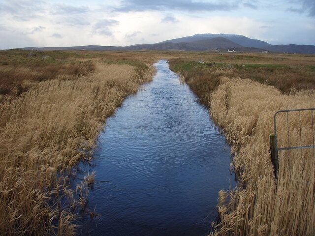 River near Tobha Aisgeirnis A whole series of lochs is connected by rivers in this area.