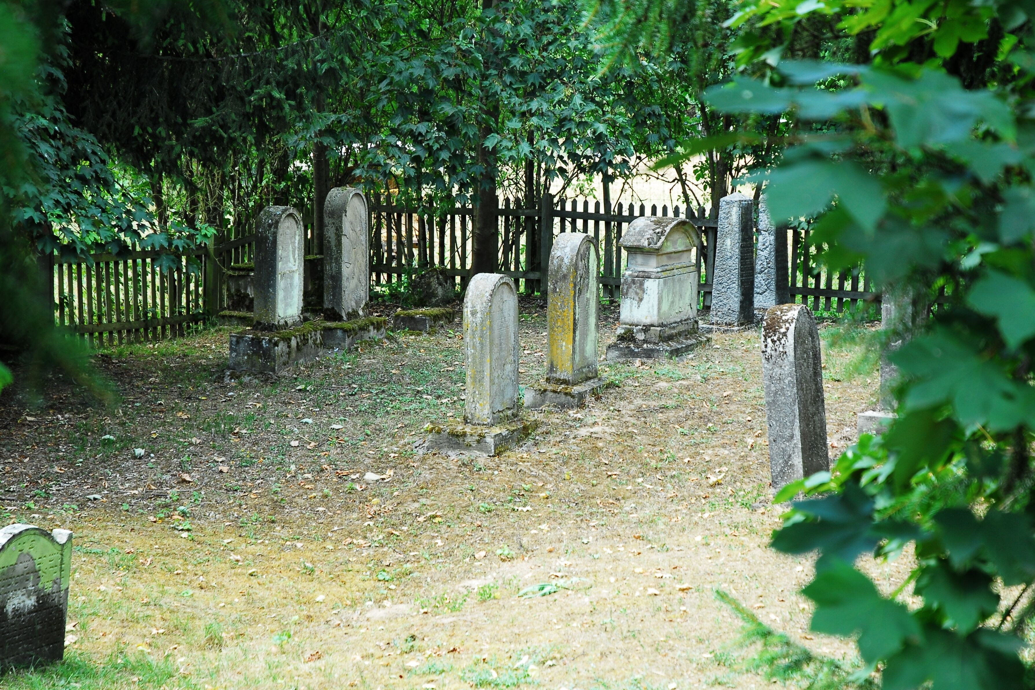 Jüdischer Friedhof in Appenheim, nördlich des Ortes; Flur Im Geschwenn: wohl nach 1840 eröffnet, bis 1940 belegt; 22 Grabmäler von 1847 bis 1933; Detail nördlicher Bereich