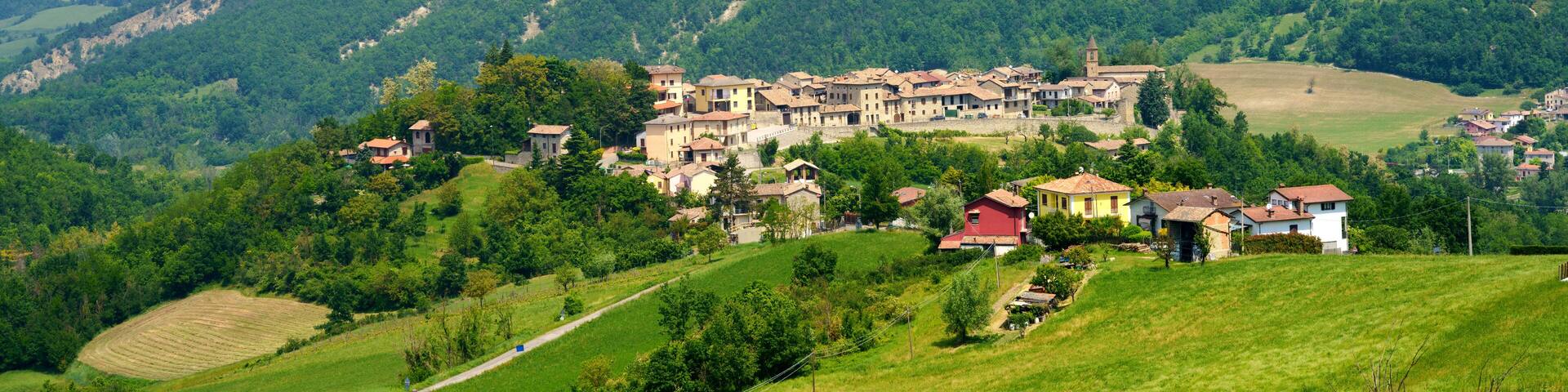 Rural landscape at May in Piedmont, view of Cecima