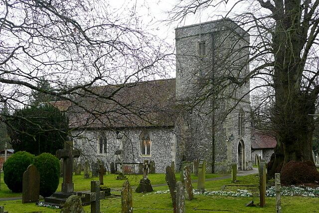 St Mary's church Grade 2* listed. Early c13th west tower and some c13th windows. Main alterations 1849 and 1864 (Colson, cathedral architect, and Vokes, local builder) and 1884. Originally owned by Hyde Abbey, then variously by Earl of Southampton, the Duke of Bedford, Sir Thomas Baring, currently University College Oxford.