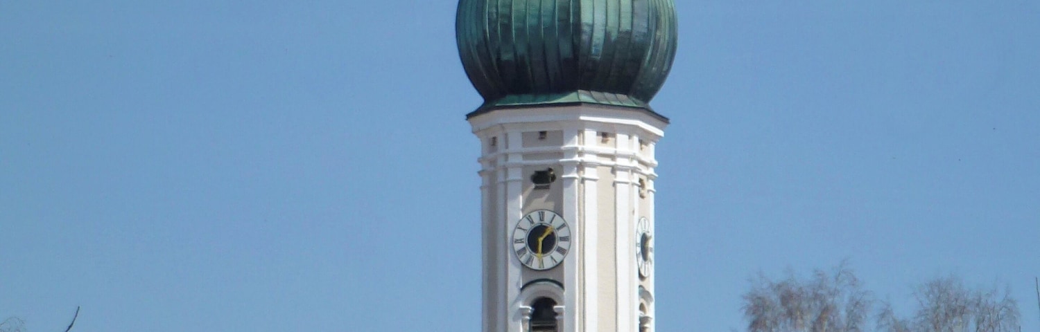Geltendorf, Kirchstr. 2, Katholische Nebenkirche St. Stephan. Detail: Turm
