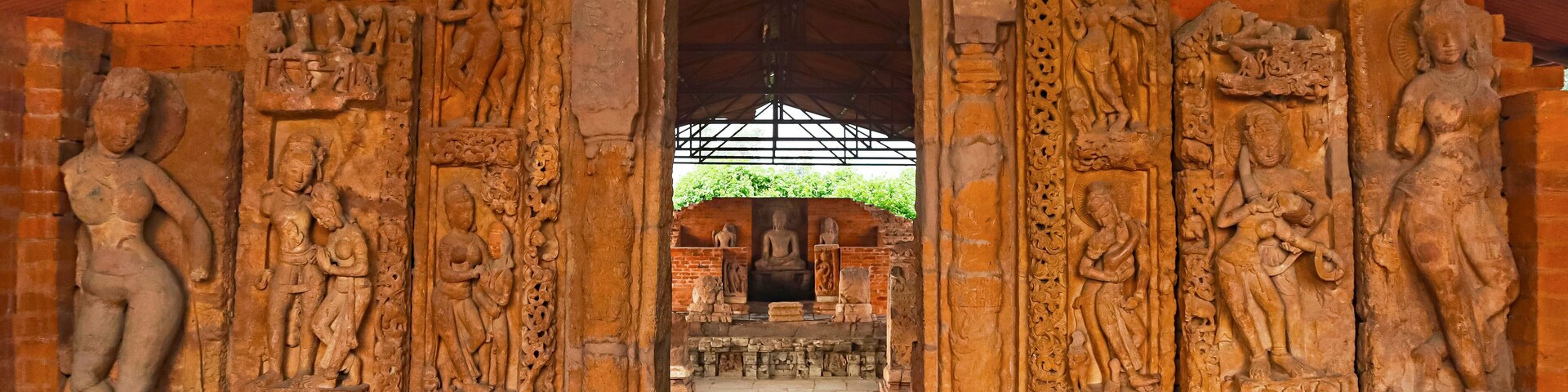 Beautifully Carved Entrance of Teevardeo Buddhist Monastery, Sirpur, Mahasamund, Chhattisgarh, India.