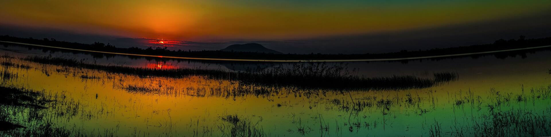 Gorgeous Panorama Sunset view from Gangdoa Dam at bankura in India