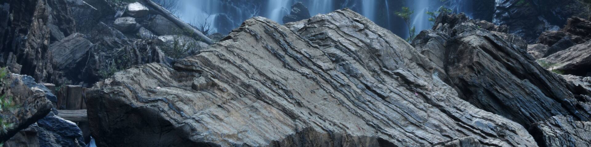 Sathoddi Falls formed by several unnamed streams near Kallaramane Ghat, near Yellapur, Karnataka, Kali Backwaters, India