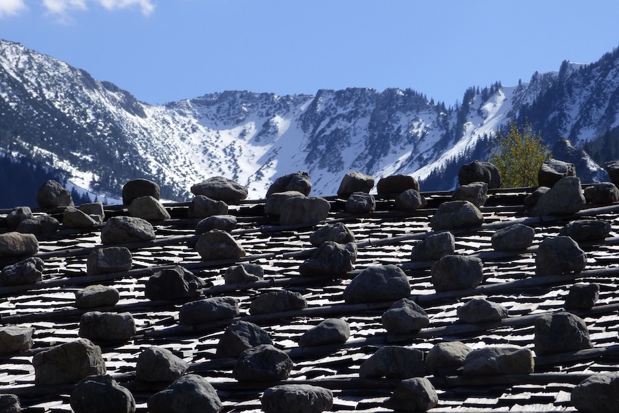 Roof and mountain tops