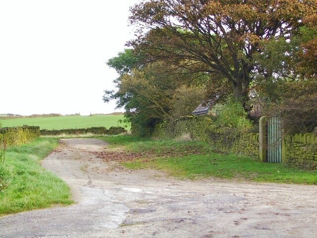Lark Hill. The intersection of Lark Hill Lane and Lark Hill road, high above New Delph.