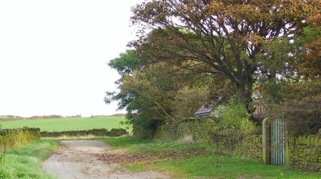 Lark Hill. The intersection of Lark Hill Lane and Lark Hill road, high above New Delph.
