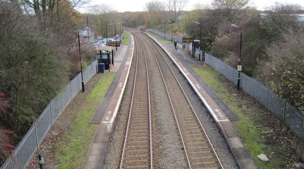 Earlswood (West Midlands) railway station. Opened in 1908 by the Great Western Railway on the line from Birmingham Snow Hill to Stratford-on-Avon. View south east towards The Lakes and Stratford.