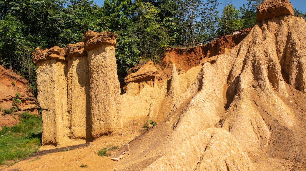Within a national park named Phae Mueang Phi caused by the terrain which is the soil and sandstone was naturally eroded into various shapes that are In Phrae Province of Thailand.