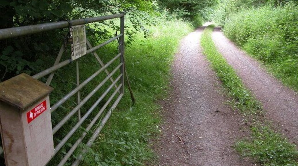Entrance to Cwm Farm. Private road leading to Cwm Farm.