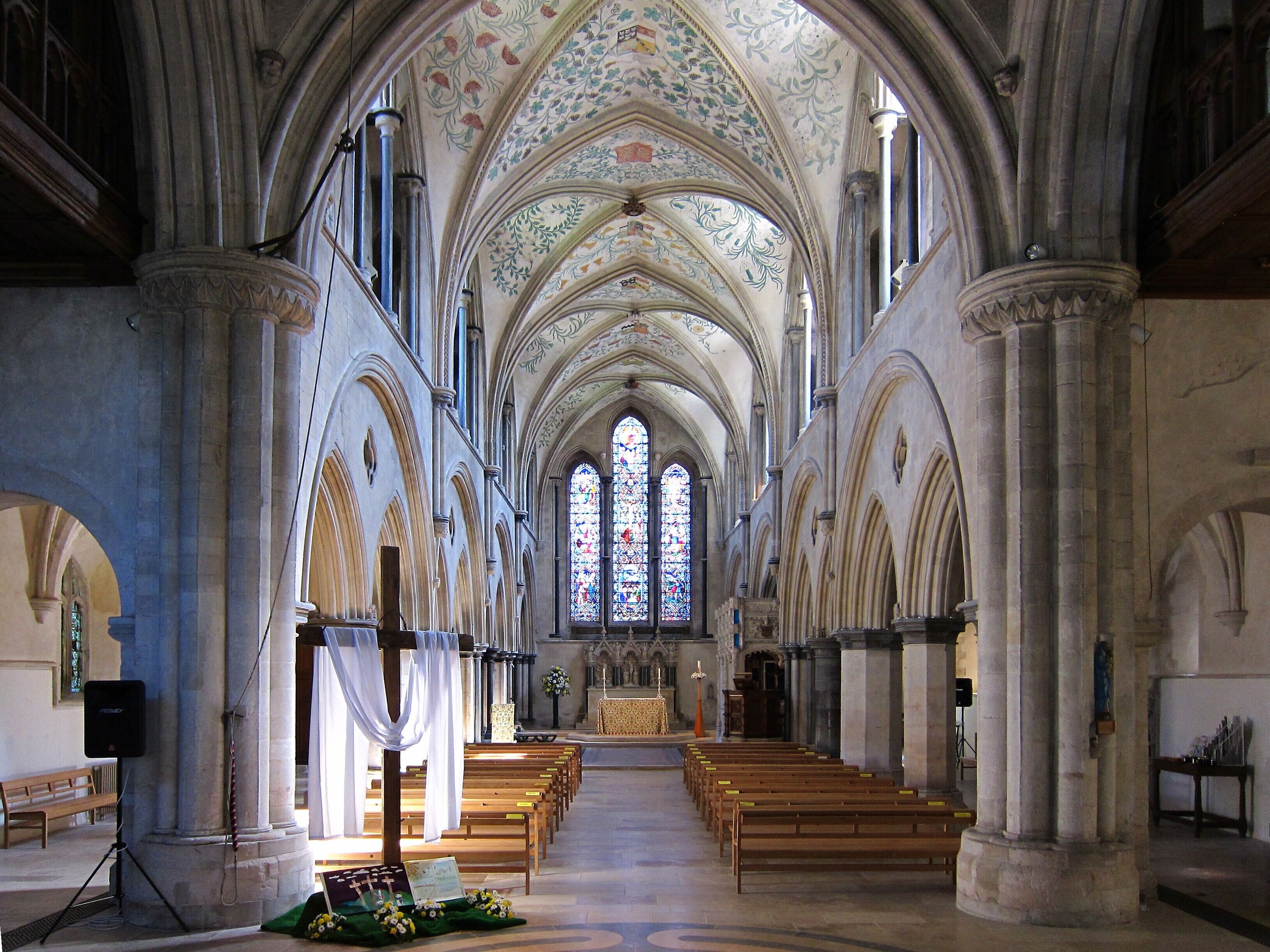 Boxgrove Priory, West Sussex, England. Chancel looking east. Wikidata has entry Q17644346 with data related to this item.