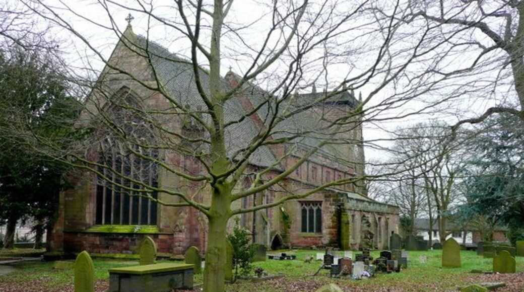St. James' church, Audley Viewed from the north-east. The large sandstone building is kept locked, unfortunately.