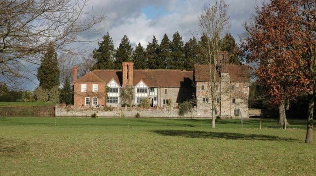 Birtsmorton Court Viewed from the south. Pevsner describes Birtsmorton Court as 'An eminently picturesque house placed in a wide moat.' The house is a popular venue for weddings. See: http://www.birtsmortoncourt.com/site/birtsmorton_court.cfm/page:history_and_heritage
