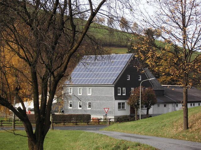 Farmhouse with solar panels
