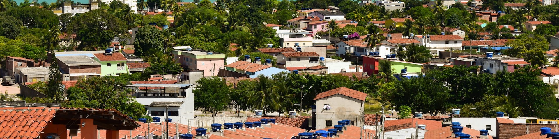 A view of Itamaraca island from a hill - atlantic ocean in the background (Ilha de Itamaraca, Brazil)