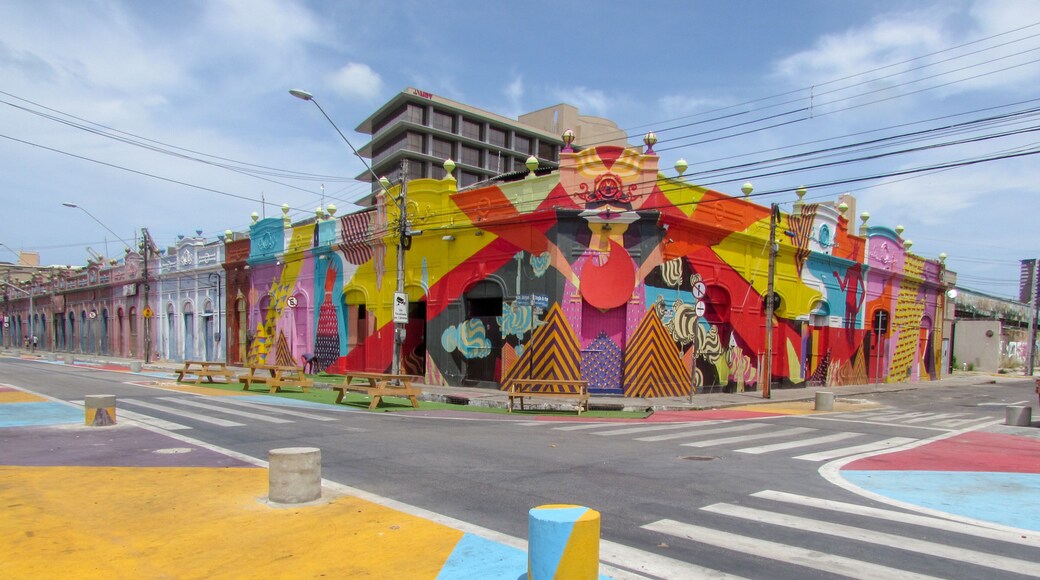 Colorful colonial houses of Fortaleza, Brazil