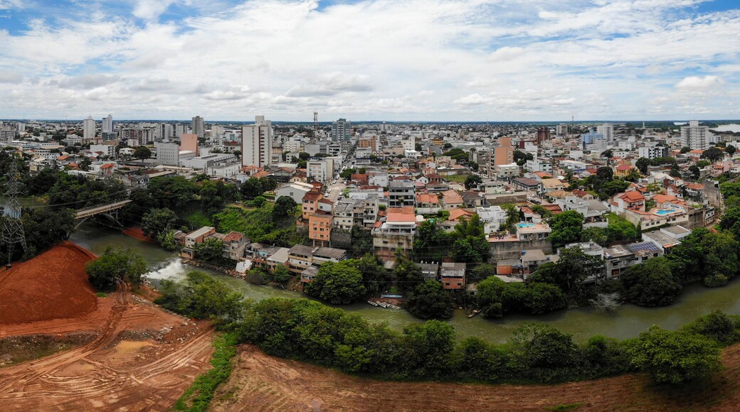 Panoramic view of houses by the river in Brazil
