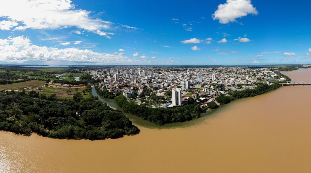 Panoramic view of Meeting waters of Doce and Pequeno river in Linhares, Brazil