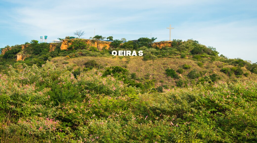 A view of Oeiras' sign at a mountain/viewpoint - Piaui state, Brazil - Sertao landscape